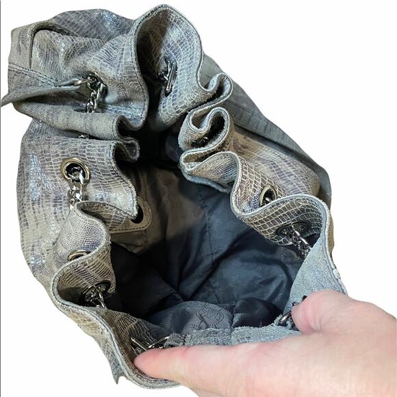 Michael Kors Sueded Leather Grey Snakeskin Purse - Picture 7 of 9